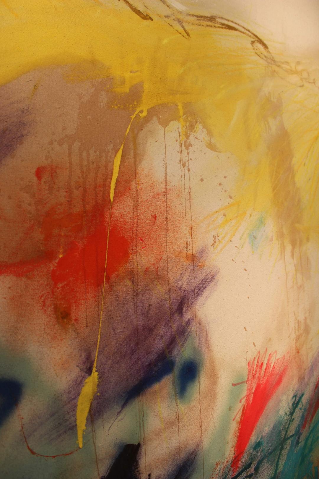 detail of the chaos and motion in this abstract painting
