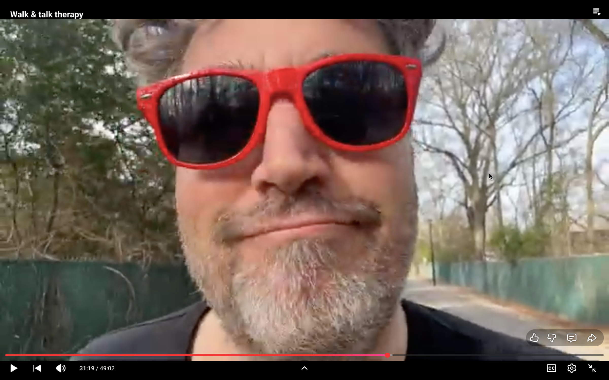 video still from a walk and talk therapy stream
